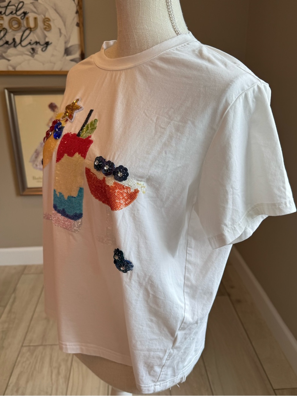 QUEEN OF SPARKLES Rum, Wine, and Blueberry Cocktail Short Sleeve Tee - Picture 6 of 10
